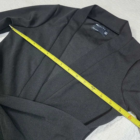 ASOS DESIGN Black Long Sleeve V Neck Mini Dress with Tie Belt in - Picture 9 of 12